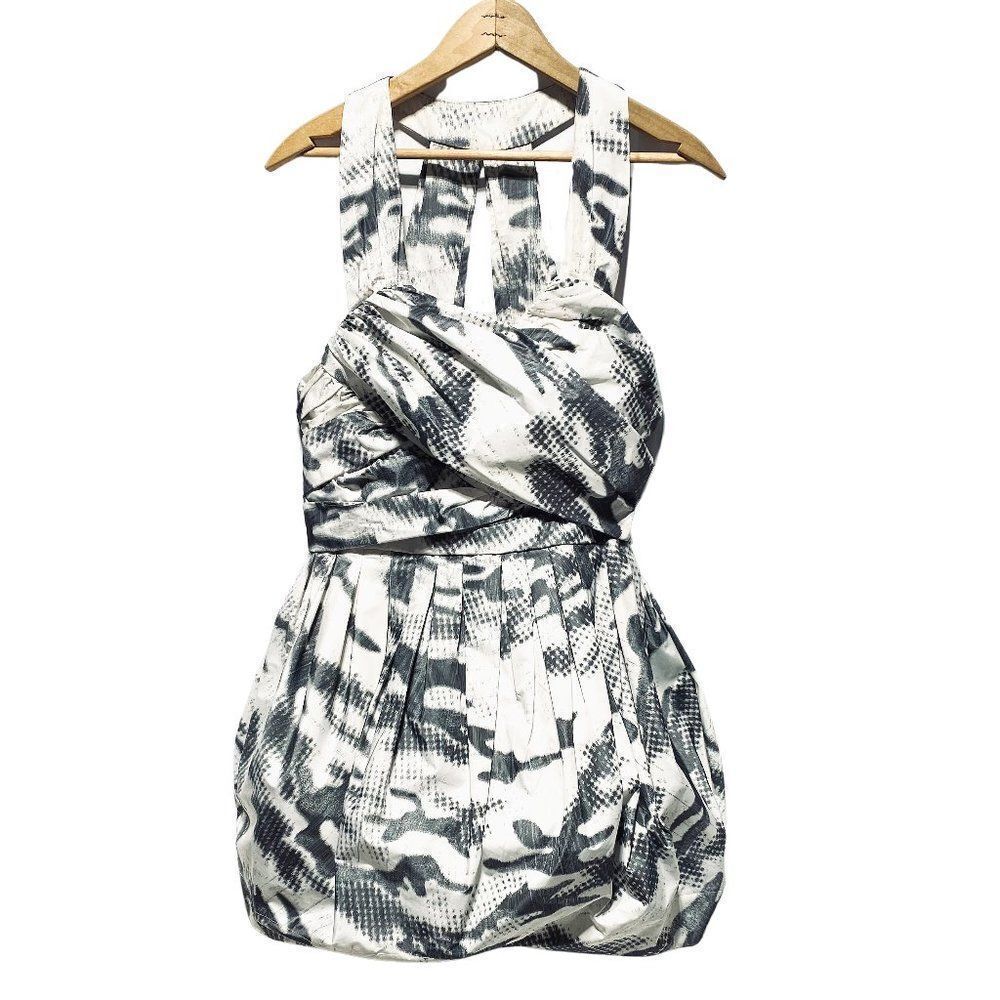 WAYNE Cooper White Noise Tuck Dress Grey/White